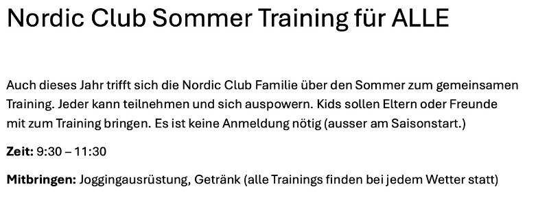 Image Sommertraining